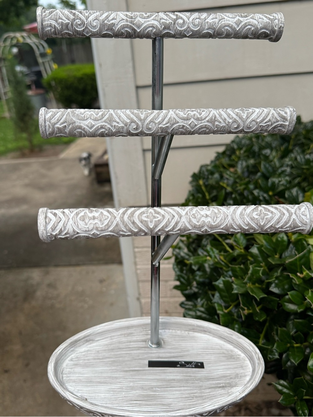 & Other Stories Silver Textured 3-Tier Jewelry Stand